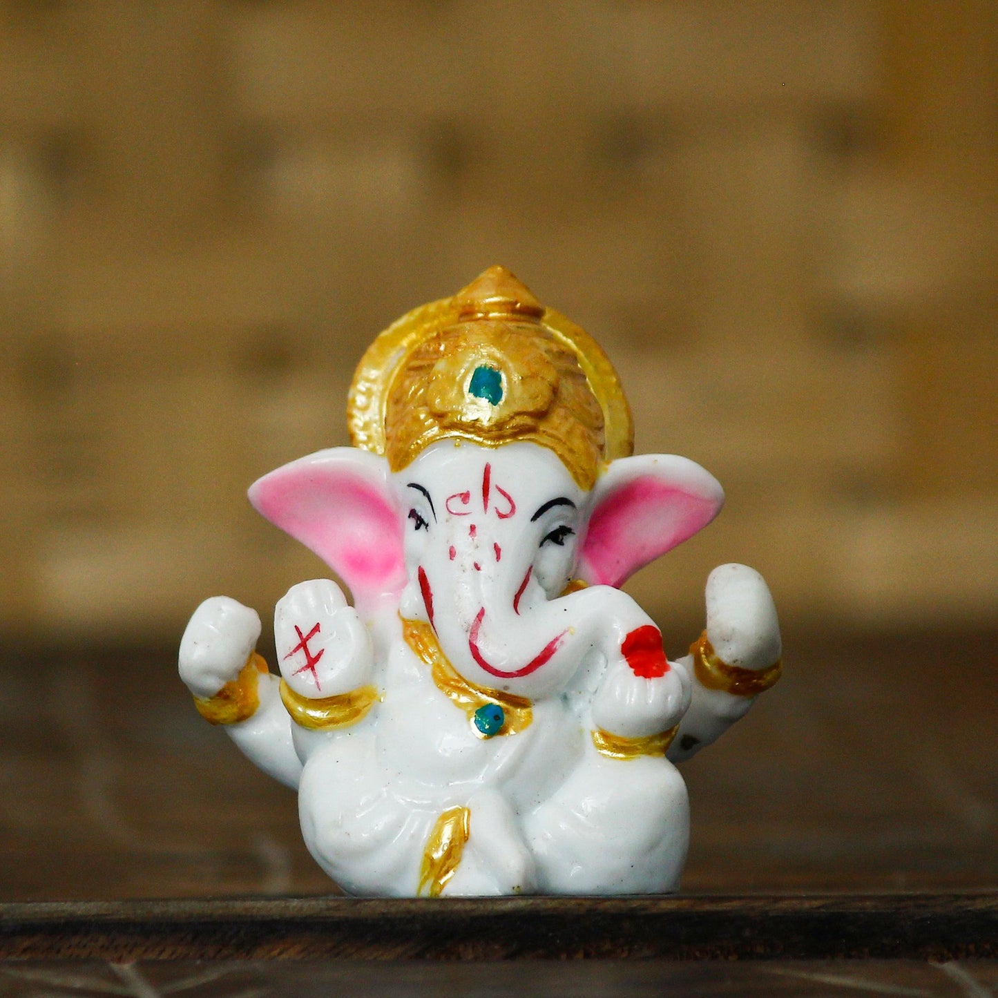 eCraftIndia White Lord Ganesha Idol with Golden Mukut - TRENZY CART