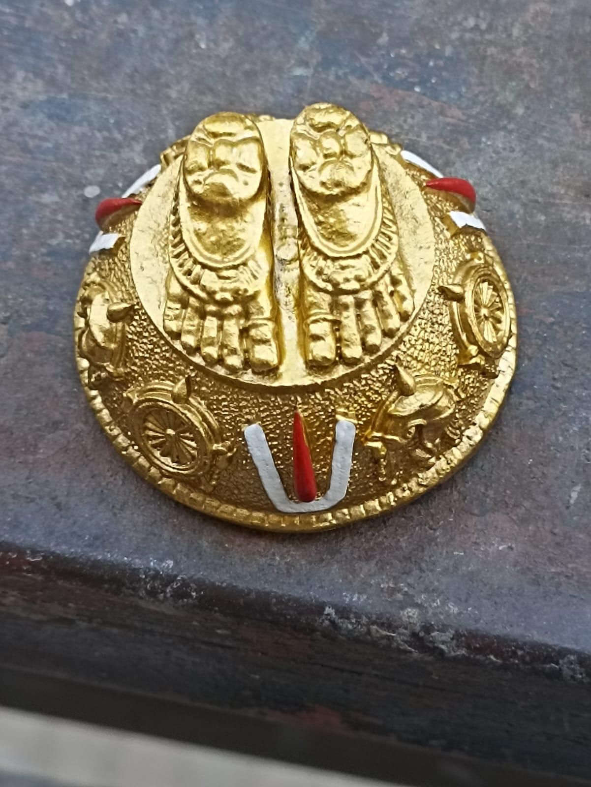 Gold Plated Antique Lord Balaji Charan Paduka - TRENZY CART