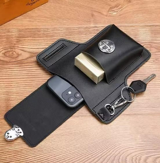 Multipurpose PU Leather Mobile Pouch with Belt Loop - TRENZY CART