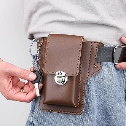 Multipurpose PU Leather Mobile Pouch with Belt Loop - TRENZY CART